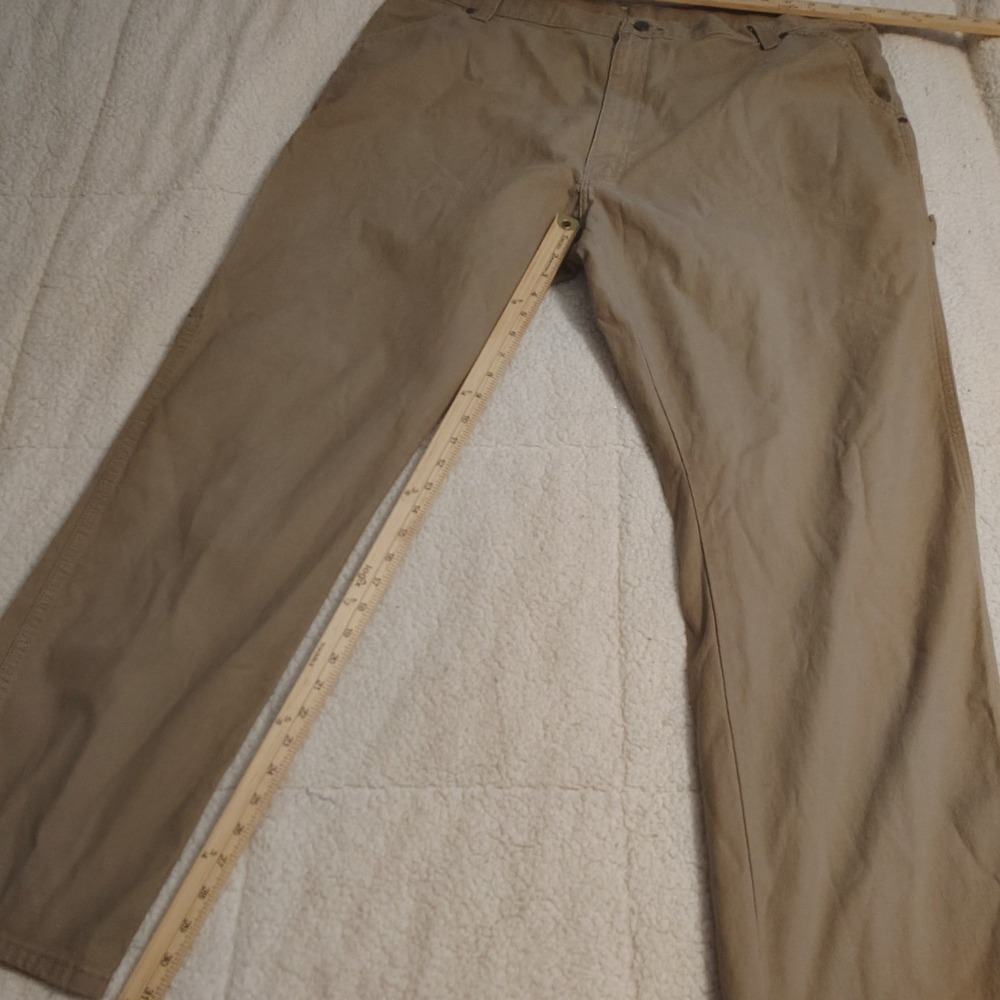 Wrangler Carpenter Pants Mens 42x32 Tan Khaki Excellent Utility Workwear Stretch